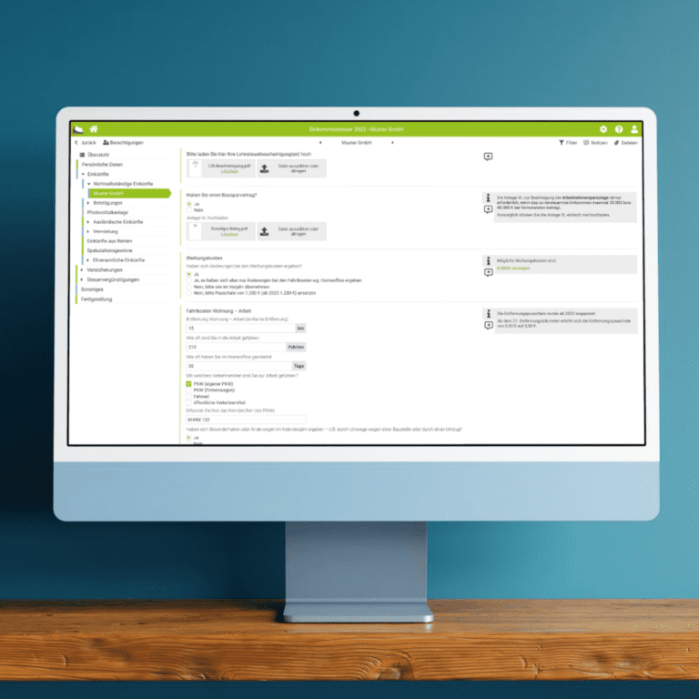 Oberfläche des Moduls smart-ESt-Steuern